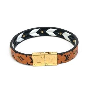 LOUIS VUITTON Black Monogram Canvas Charm Bracelet